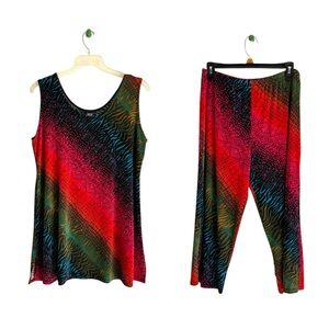 Jostar Stretchy Travel Knit Top Capri Pants Set Plus Size